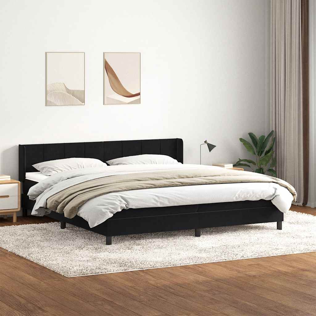 vidaXL Boxspringbett mit Matratze Schwarz 200x210 cm Samt