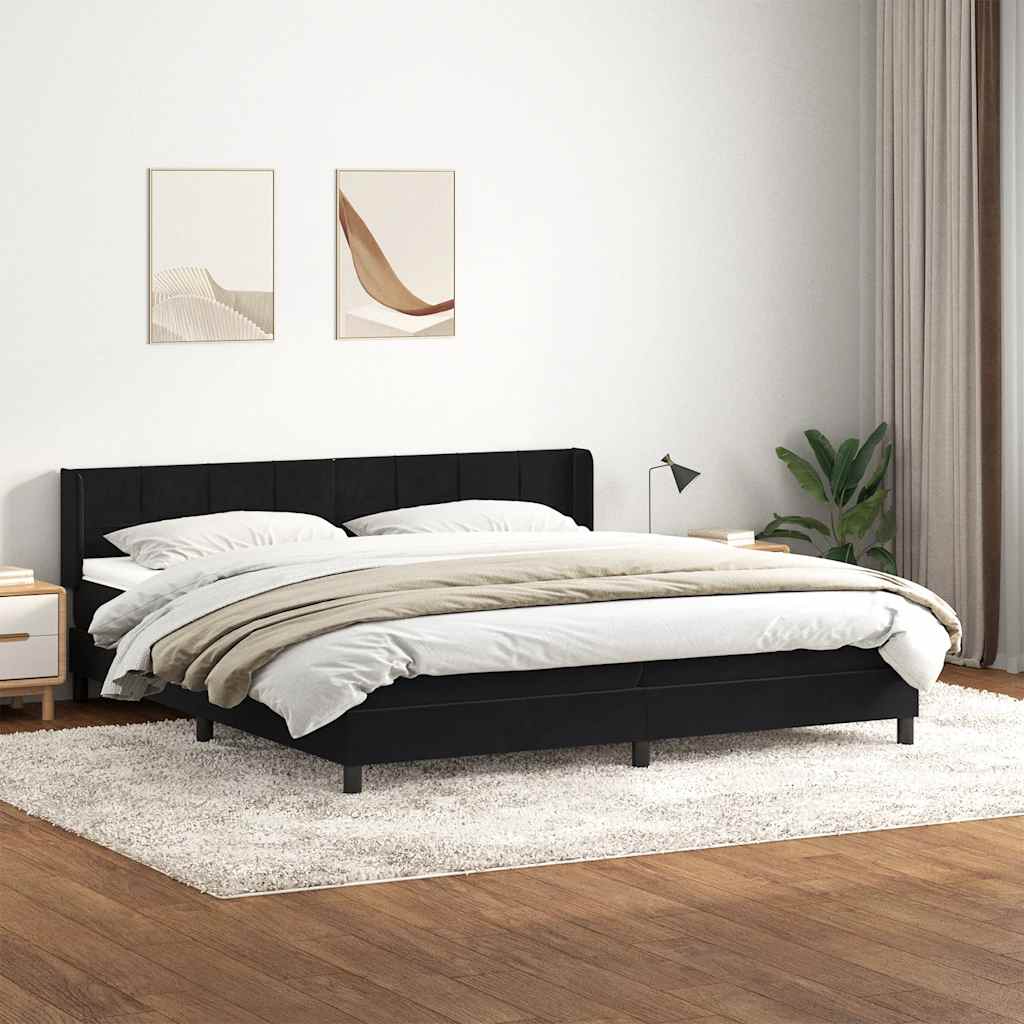 vidaXL Pat box spring cu saltea, negru, 200x210 cm, catifea