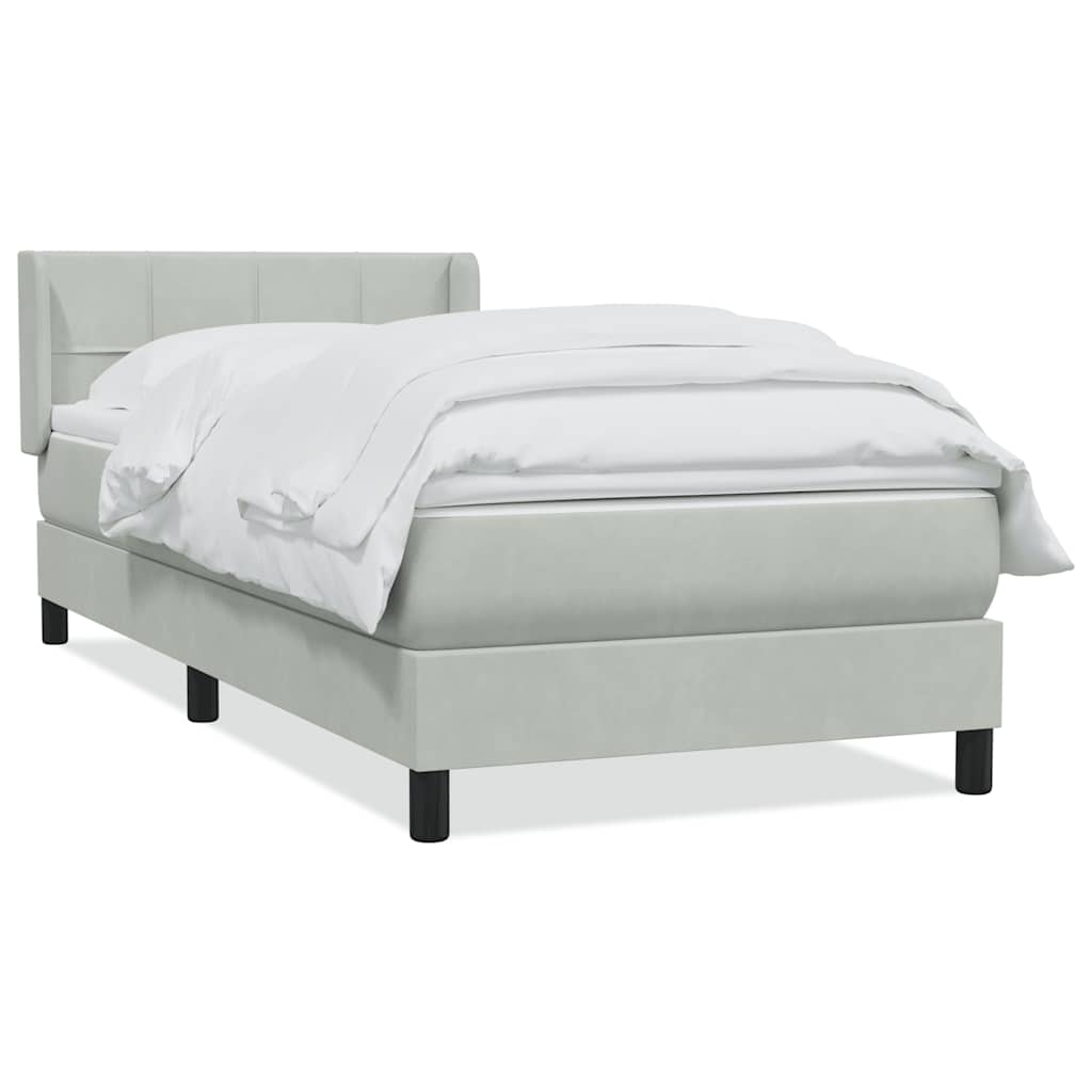 vidaXL Boxspring met matras fluweel lichtgrijs 80x220 cm grijs, foto 3