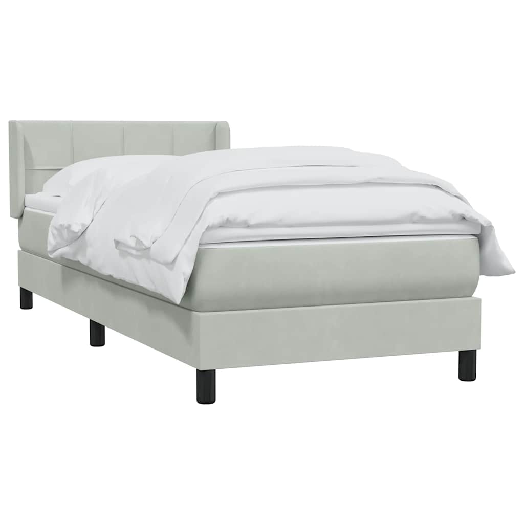 vidaXL Boxspring met matras fluweel lichtgrijs 80x220 cm grijs, foto 2