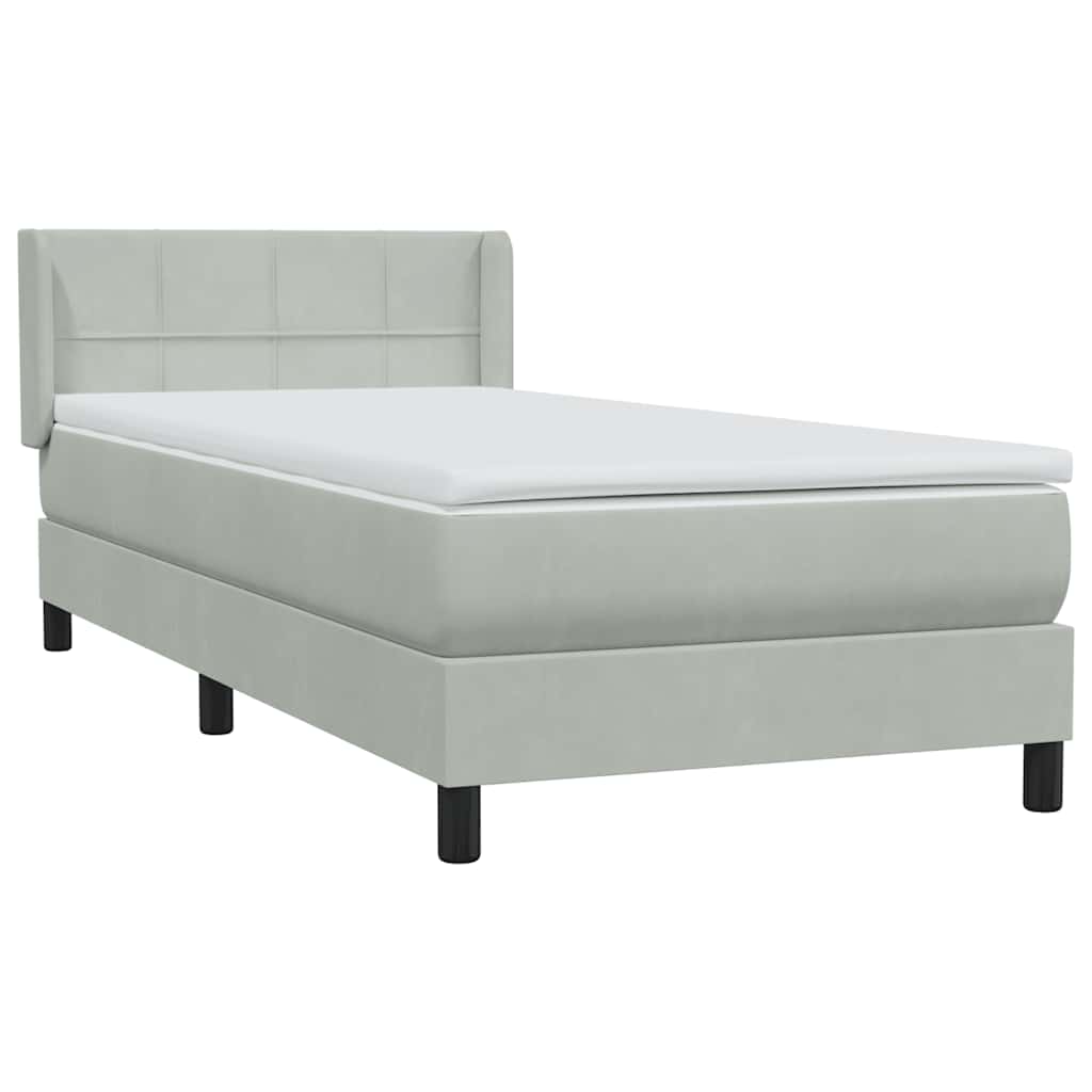 vidaXL Boxspring met matras fluweel lichtgrijs 80x220 cm grijs, foto 4
