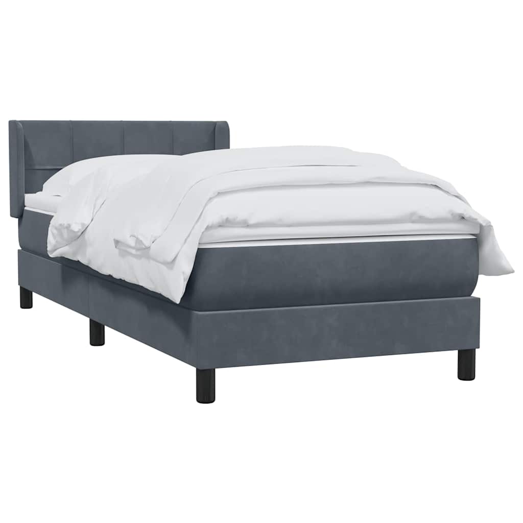 vidaXL Boxspring met matras fluweel donkergrijs 80x220 cm afbeelding