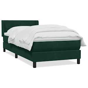 Box spring postel s matrací tmavě zelená 80x220 cm samet - obrázek 2