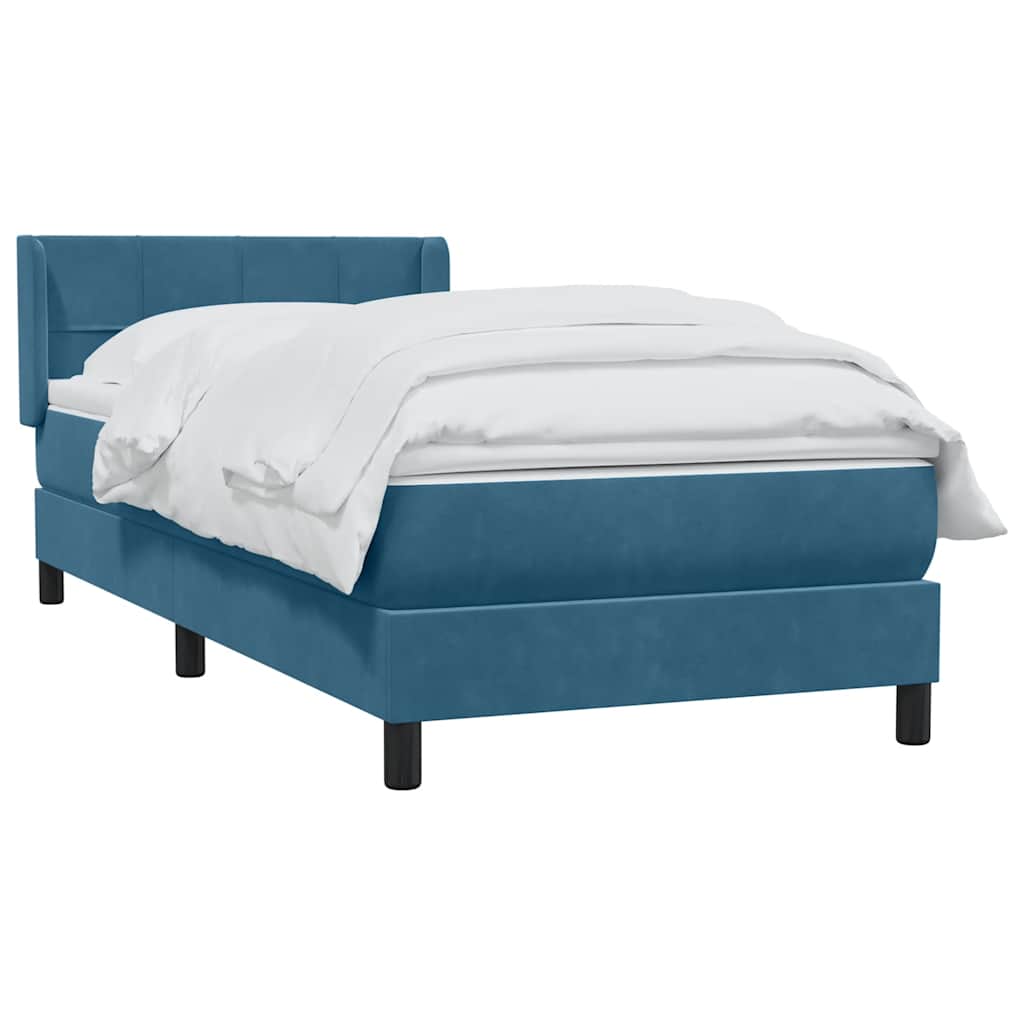 vidaXL Boxspring met matras fluweel donkerblauw 80x220 cm afbeelding
