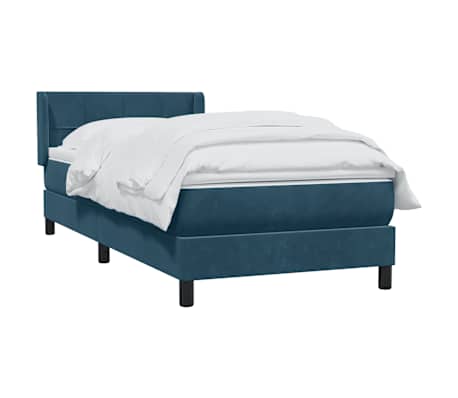 vidaXL Sommier &agrave; lattes de lit et matelas bleu fonc&eacute; 80x220 cm velours