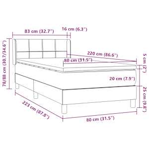 Box spring postel s matrací tmavě modrá 80x220 cm samet - obrázek 12