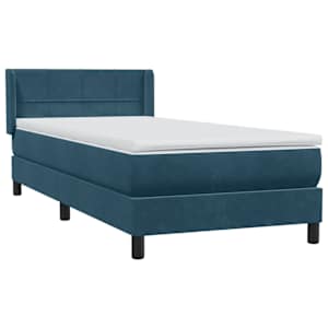 Box spring postel s matrací tmavě modrá 80x220 cm samet - obrázek 4