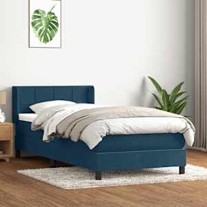 Box spring postel s matrací tmavě modrá 80x220 cm samet - obrázek 1