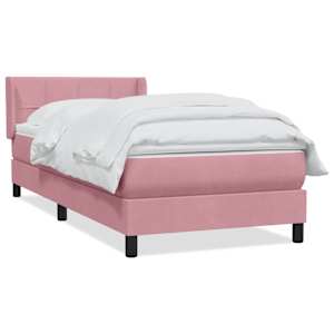Box spring postel s matrací růžová 80x220 cm samet - obrázek 2