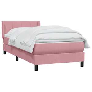 Box spring postel s matrací růžová 80x220 cm samet - obrázek 3