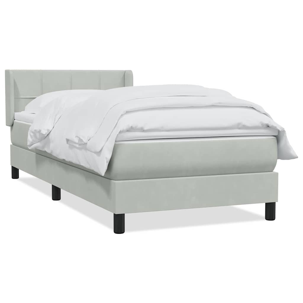 vidaXL Box Spring Postel s matrací Světle šedá 90x220 cm Samet