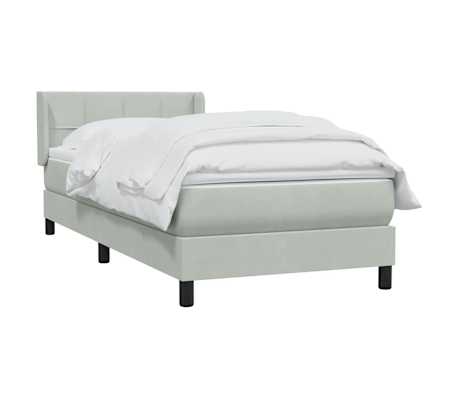 vidaXL Sommier &agrave; lattes de lit et matelas gris clair 90x220 cm velours