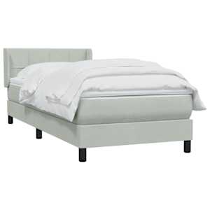 vidaXL Sommier &agrave; lattes de lit et matelas gris clair 90x220 cm velours