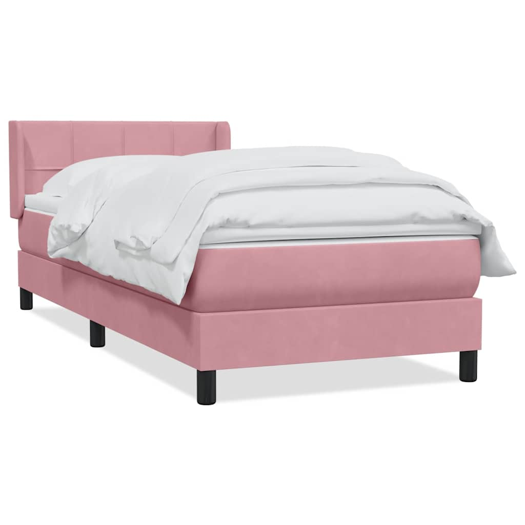 vidaXL Box Spring postelja z vzmetnico Pink 100x220 cm Velvet