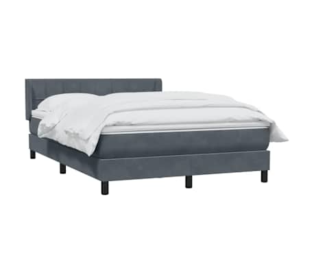 vidaXL Sommier &agrave; lattes de lit et matelas gris fonc&eacute; 140x220cm velours
