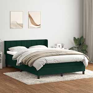 Box spring postel s matrací tmavě zelená 160x220 cm samet - obrázek 1
