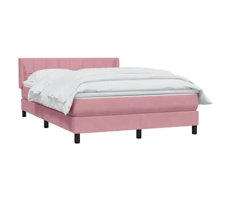 vidaXL Sommier &agrave; lattes de lit avec matelas rose 160x220 cm velours