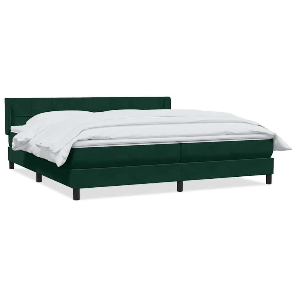 vidaXL sötétzöld bársony rugós ágy matraccal 180x220 cm