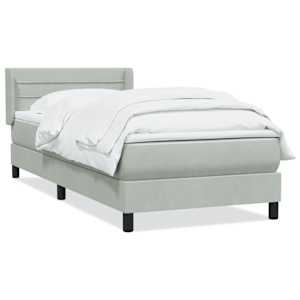 Box spring postel s matrací světle šedá 80x210 cm samet - obrázek 2