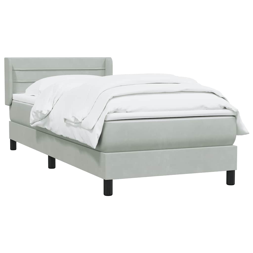vidaXL Boxspring met matras fluweel lichtgrijs 80x210 cm grijs, foto 2
