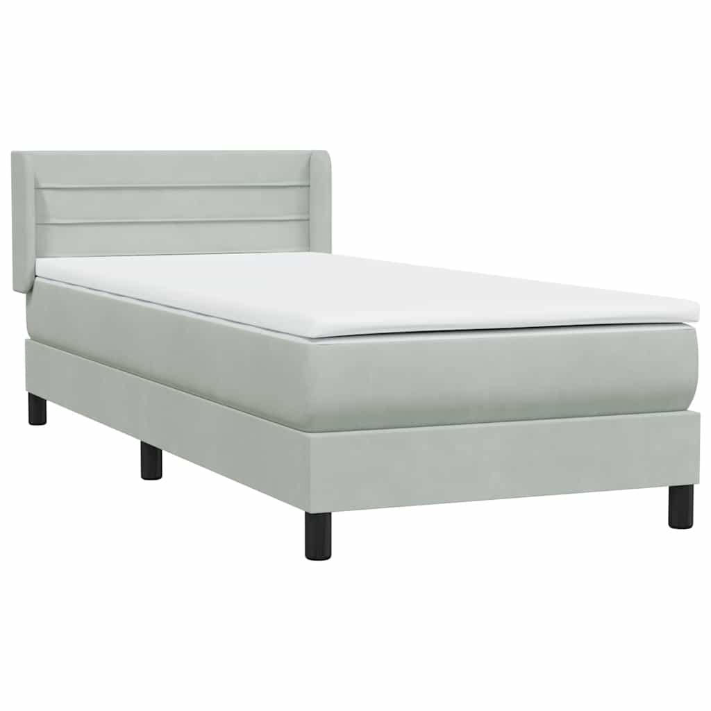 vidaXL Boxspring met matras fluweel lichtgrijs 80x210 cm grijs, foto 4