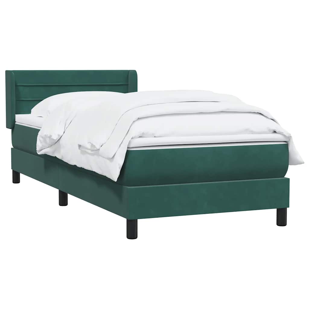 Thumbnail - vidaXL Boxspringbett mit Matratze Dunkelgrün 80x210 cm Samt
