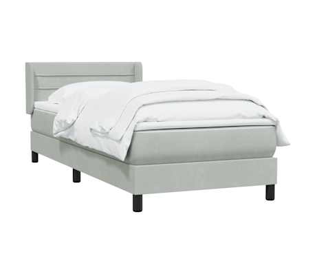 vidaXL Sommier &agrave; lattes de lit et matelas gris clair 90x210 cm velours