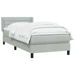 vidaXL Boxspringbett mit Matratze Hellgrau 90x210 cm Samt