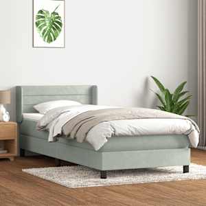 Box Spring postelja z vzmetnico Svetlo siva 90x210 cm Velvet