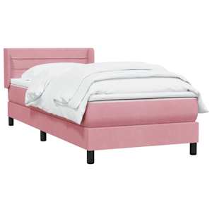Box spring postel s matrací růžová 90x210 cm samet - obrázek 3