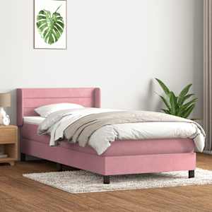 Box spring postel s matrací růžová 90x210 cm samet - obrázek 1