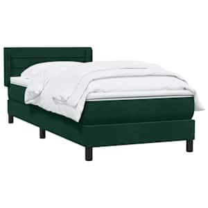 vidaXL Sommier &agrave; lattes de lit et matelas vert fonc&eacute; 100x210cm velours