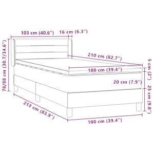 Box spring postel s matrací tmavě modrá 100x210 cm samet - obrázek 12