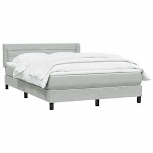 vidaXL Sommier &agrave; lattes de lit et matelas gris clair 140x210cm velours