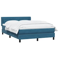 vidaXL Boxspring met matras fluweel donkerblauw 140x210 cm