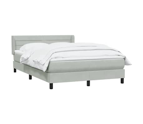 vidaXL Boxspringbett mit Matratze Hellgrau 160x210 cm Samt