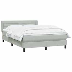 vidaXL Boxspringbett mit Matratze Hellgrau 160x210 cm Samt
