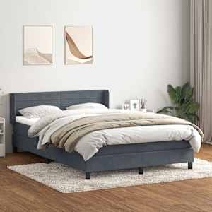 Box spring postel s matrací tmavě šedá 160x210 cm samet - obrázek 1