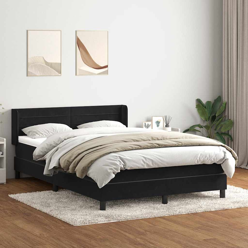 vidaXL Boxspringbett mit Matratze Schwarz 160x210 cm Samt