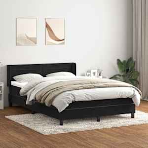 Box spring postelja z vzmetnico črna 160x210 cm žamet