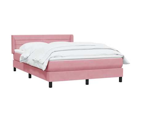 vidaXL Sommier &agrave; lattes de lit avec matelas rose 160x210 cm velours