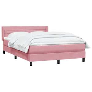 vidaXL Sommier &agrave; lattes de lit avec matelas rose 160x210 cm velours