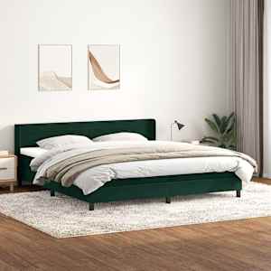 Box spring postel s matrací tmavě zelená 200x210 cm samet - obrázek 1