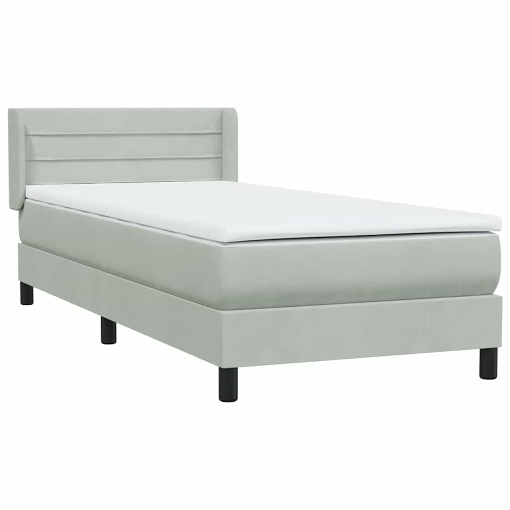 vidaXL Boxspring met matras fluweel lichtgrijs 80x220 cm grijs, foto 4