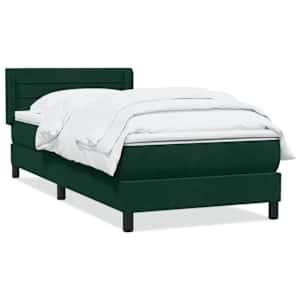 Box spring postel s matrací tmavě zelená 80x220 cm samet - obrázek 2