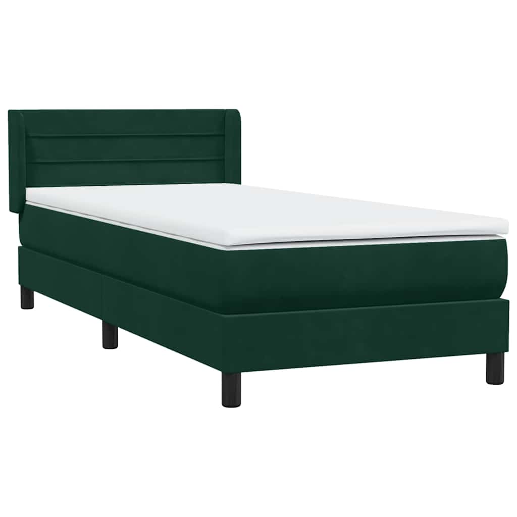 vidaXL Boxspring met matras fluweel donkergroen 80x220 cm groen, foto 4