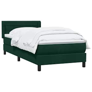 Box spring postel s matrací tmavě zelená 80x220 cm samet - obrázek 3