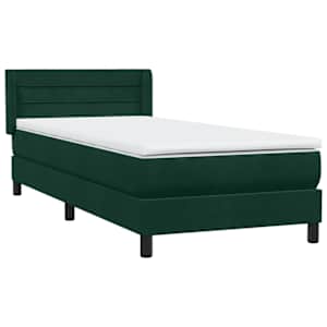 Box spring postel s matrací tmavě zelená 80x220 cm samet - obrázek 4