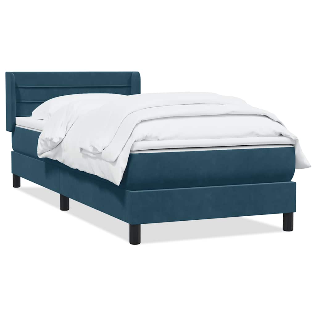 vidaXL Box spring postel s matrací tmavě modrá 80x220 cm samet
