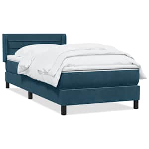 Box spring postel s matrací tmavě modrá 80x220 cm samet - obrázek 2